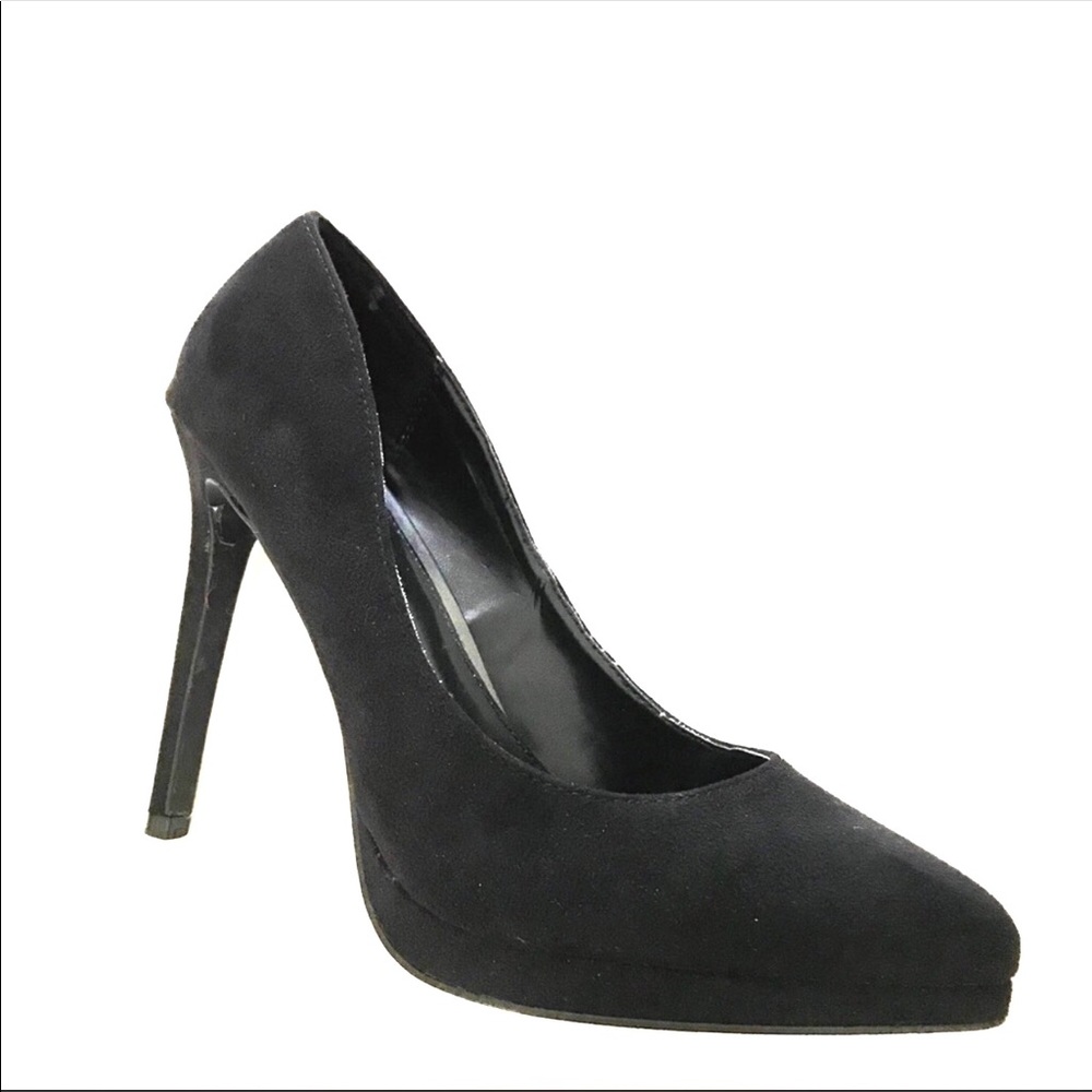 Report Faux Suede Pointed Toe Black Pumps Heels 8